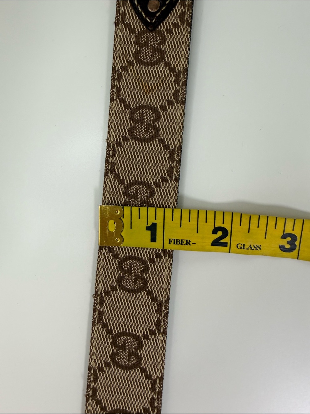 Gucci Vintage GG Monogram Canvas Belt Brown Leather Trim Gold Tone Buckle - Picture 13 of 16